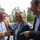 Jacinto Bardal, María José Salgueiro y Antonio Silván, ayer en Astorga.