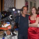 Fernando Jover, director del corto «Champán Supernova», y los actores Assumpta Serna y D