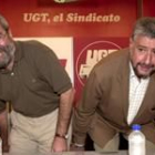 Cándido Méndez y José María Fidalgo, ayer durante la rueda de prensa