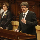 Carles Puigdemont, ayer, en el Parlament.