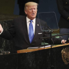 El presidente de EE UU durante su intervención ante la asamblea de Naciones Unidas. ANDREW GOMBERT