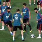 Los jugadores españoles durante un entrenamiento. ZIPI
