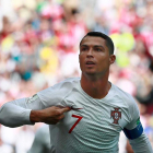 Cristiano Ronaldo celebra su gol ante Marruecos. JOSÉ MÉNDEZ