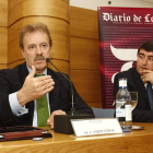 Manuel Campo Vidal y Pablo R. Lago, director del Diario de León, en el Club de Prensa.