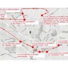 Lugares por donde se tiene constancia de la presencia de la mujer desaparecida en su recorrido. DL
