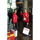 Andrea y Carolina, en la recepción del hotel de Viena.