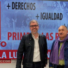 Los secretarios generales de CCOO y UGT, Unai Sordo (i) y Pepe Álvarez (d), durante la presentación de los actos del Primero de Mayo del 2019.