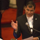 El presidente de Ecuador, Rafael Correa, ofrece una conferencia, el martes pasado en Sao Paulo.