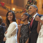 La familia Obama, durante el concierto, el domingo.