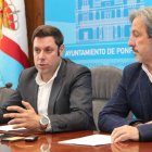 Iván Alonso y Pedro Muñoz en la rueda de prensa ofrecida en el día de ayer en Ponferrada. L. D. M.