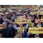 Aspecto de la manifestación convocada por la Asamblea Nacional Catalana para pedir ya la formación de un Gobierno. FONTCUBERTA