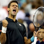 Djokovic celebra su victoria con efusividad ante Youzhny.