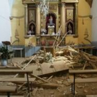 La iglesia de Banuncias, cuyo techo se desplomó hace meses