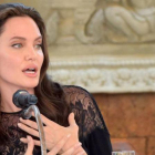 Angelina Jolie, en una rueda de prensa para presentar su película.
