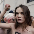 Oksana Shachkó, una de las fundadoras de Femen, en una manifestación en 2012.  /
