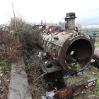 Restos de la locomotra número 13 del tren minero.