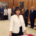 Dolores Delgado al prometer su cargo como ministra de Justicia.