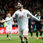 Isco celebra el tercero de los goles que marcó ante Argentina.