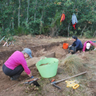 Voluntarios trabajando en la zona de la necrópolis del castro lacianiego. ARAUJO