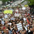 Participantes en la manifestación en contra de los recortes en la sanidad pública