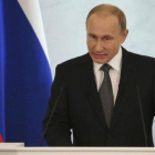 Putin se dirige a ambas cámaras del Parlamento en su discurso sobre el estado de la nación.