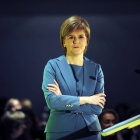 La primera ministra de Escocia y líder del SNP Nicola Sturgeon, en un discurso electoral en Glasgow.