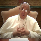 Imagen de televisión facilitada por la agencia de comunciación argentina La Machi del papa Francisco durante el inédito videomensaje.