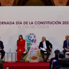 Morán, Muñoz, Carralero, Diez y Faustino Sánchez escuchan una intervención. MIGUEL F..B.
