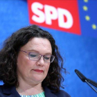 La líder socialdemócrata alemana, Andrea Nahles, tras las elecciones europeas del 2019.