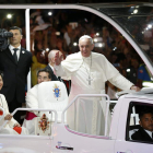 El papa Francisco a su llegada a la capital filipina.