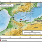 Mapa de situación del terremoto, con epicentro en el mar de Alborán.