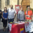 Dirigentes de IU de León en el acto informativo realizado el sábado en Botines.