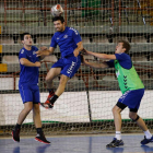 Dimitrievski, Carrillo y Kristensen, en un entrenamiento de Abanca Ademar.