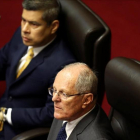 El presidente peruano, Pedro Pablo Kuczynski, en primer plano, en el Congreso en Lima.
