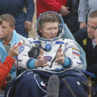 Gennady Padalka, ayer, tras terminar su última misión.