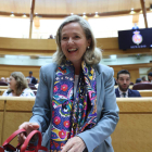 La ministra Nadia Calviño, ayer en el Senado. KIKO HUESCA