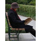 Una mujer lee en un parque. DL