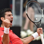 Djokovic no reprime su alegria después del ajustado triunfo final ante Rafa Nadal. CLAUDIO ONORATI