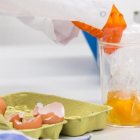 Un técnico del departamento holandés de Seguridad Alimentaria analiza huevos después de que se detectara la contaminación.