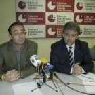 El presidente de los empresaris de Valdeorras, Santiago Melo (izquierda), ayer con Abel Macías
