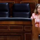 La vicepresidenta económica, Nadia Calviño, durante la última sesión de control al Ejecutivo bajo el estado de alarma. BALLESTEROS