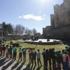 Imágenes de dos escenas vividas en la mañana de ayer junto al castillo de Valencia de Don Juan por el Día de las Enfermedades Raras.