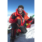 Lolo Díaz, cuando hizo cima en el Everest, la primera de las siete grandes cumbres que conquistó. DL