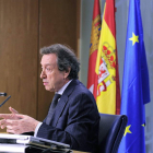 El consejero-portavoz, ayer, en la rueda de prensa posterior al Consejo de Gobierno.