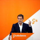 El presidente de Ciudadanos, Albert Rivera, durante la rueda de prensa posterior a la reunión del Comité Ejecutivo.