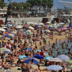 Aspecto de una playa de Barcelona este fin de semana.