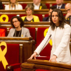 La líder de C’s, Inés Arrimadas, interviene en el Parlament durante el pleno de constitución. Q. GARCÍA