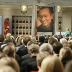 Ceremonia de entrega del Nobel de la Paz en la que fue premiado Liu Xiaobo, en diciembre del 2010.