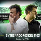 Página de la LFP con los dos mejores entrenadores de septiembre