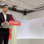 El secretario general del PSOE Pedro Sanchez durante una rueda de prensa.